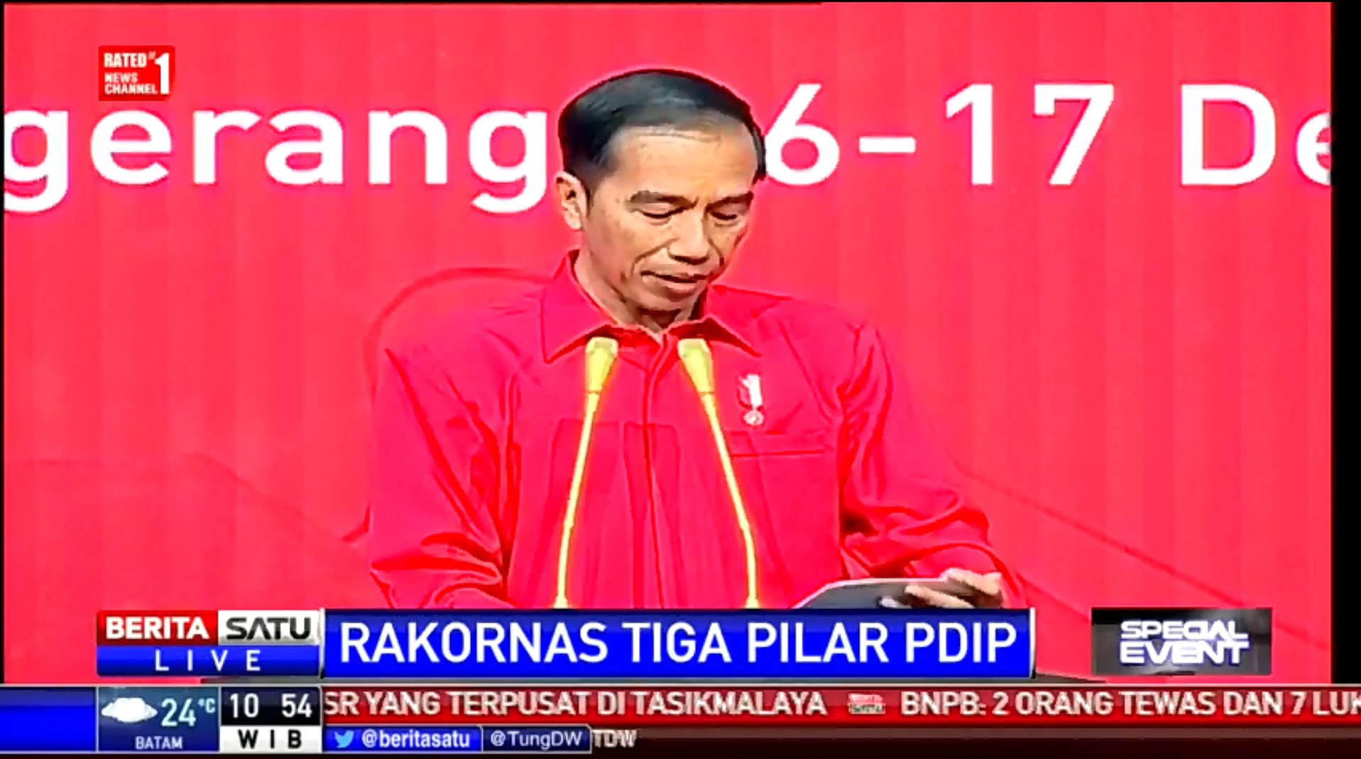 Pidato Presiden Joko Widodo di Rakornas Tiga Pilar PDI Perjuangan