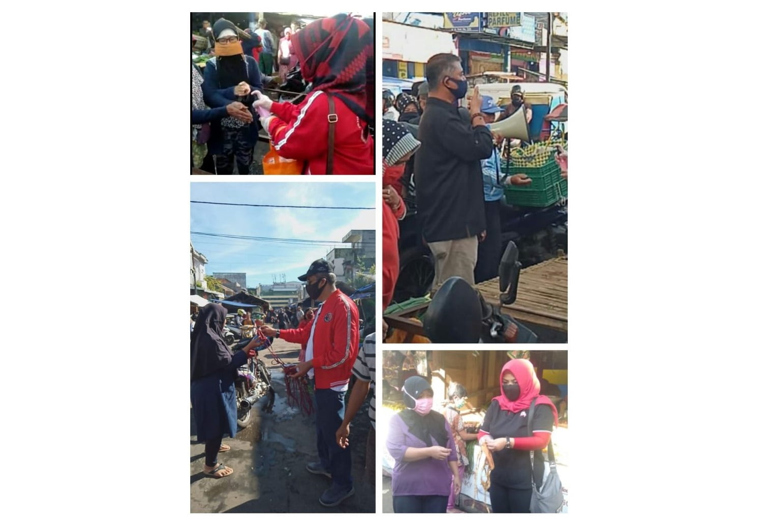 PDI Perjuangan Kompak Semprot Pasar, Bagi Hand Sanitizer Hingga Masker