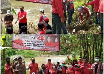 Selaras dengan Alam, DPC PDIP Kota Sukabumi, Tanami Ratusan Pohon di Pinggiran Sungai