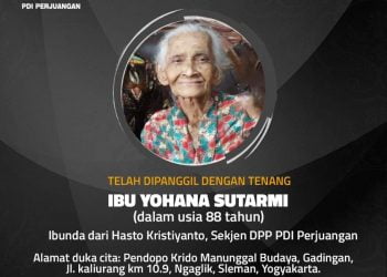 Keluarga besar PDI Perjuangan berbelasungkawa atas wafatnya Ibunda Sekjen PDI Perjuangan Hasto Kristiyanto
