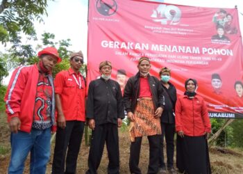 DPC PDI Perjuangan Kabupaten Sukabumi Gelar Penanaman Pohon di Jampang Kulon